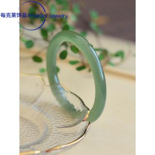 dl 1998胖东来同款湖水绿和田玉手镯8mm青玉美人条镯子合集天l然女款